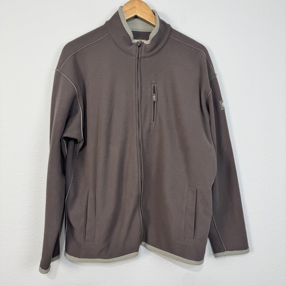 Life Is Good‎ Jacket Mens Medium Brown Full Zip Fleece Mock Neck Outdoor Warm